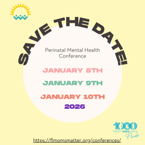 A colorful announcement for a Perinatal Mental Health Conference with dates: January 8-10, 2026, and a link for more information.